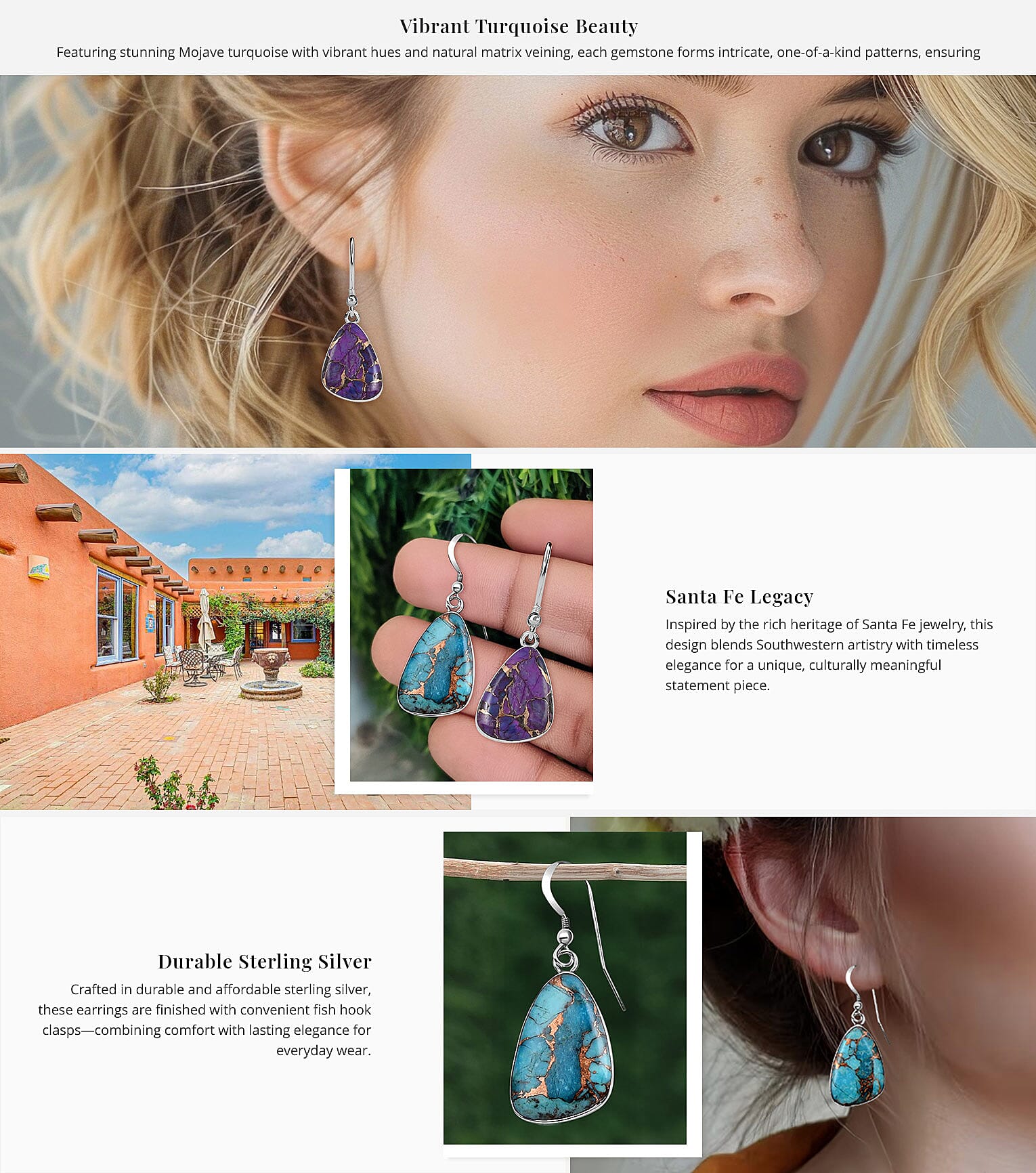 Santa Fe Style Mojave Blue 18.00 ctw Earrings in Sterling Silver Banner