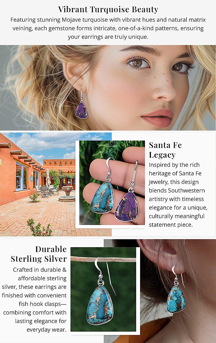 Santa Fe Style Mojave Blue 18.00 ctw Earrings in Sterling Silver Banner