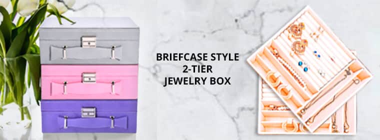 Shop LC Jewelry Organizer Box for Women Faux Velvet Anti Tarnish 2 Layer Purple Storage Case, Women's, Size: 10.2x10.2x3.2/10x3X10