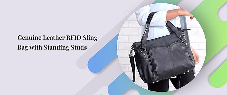 Genuine Leather RFID Sling Bag with Standing Studs Banner