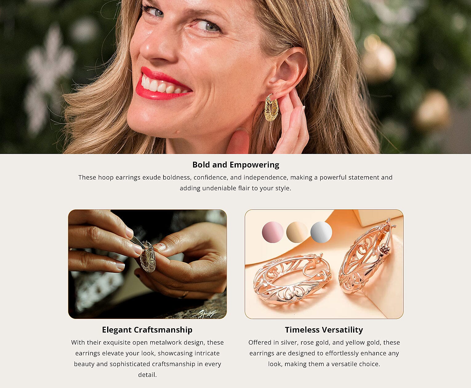 Karis Openwork Basket Hoop Earrings in 18K YG Plated Banner