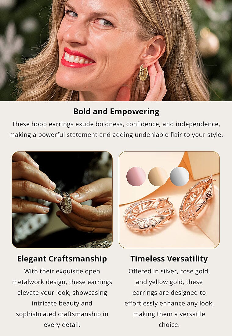 Karis Openwork Basket Hoop Earrings in 18K YG Plated Banner