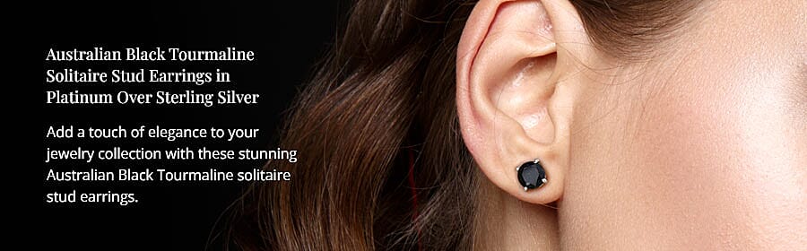 Australian Black Tourmaline Solitaire Stud Earrings Banner