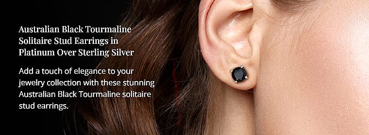 Australian Black Tourmaline Solitaire Stud Earrings Banner