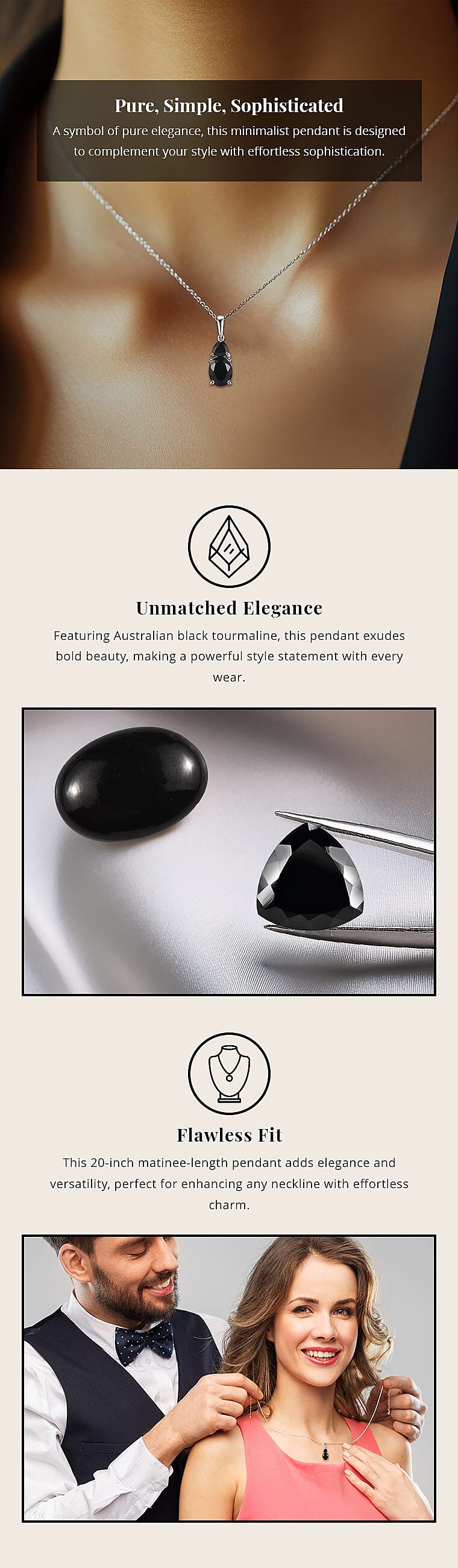 Australian Black Tourmaline and Thai Black Spinel Pendant Necklace Banner
