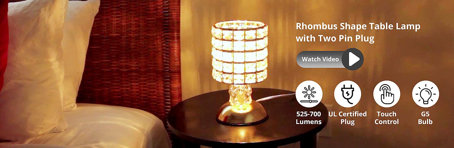 Rhombus Shape Table Lamp with Two Pin Plug Banner