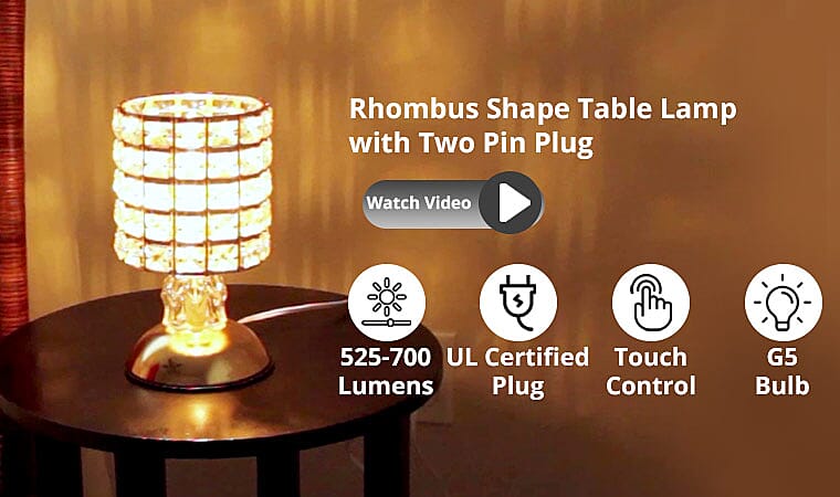 Rhombus Shape Table Lamp with Two Pin Plug Banner
