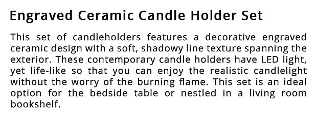 Engraved Ceramic Candle Holder Set Banner