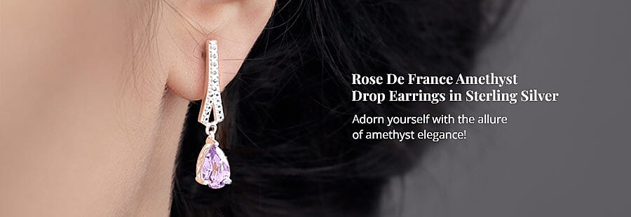 Rose De France Amethyst Drop Earrings Banner