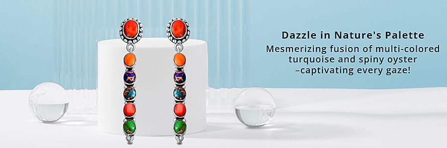 Santa Fe Style Mojave Multi Turquoise Earrings in Sterling Silver Banner