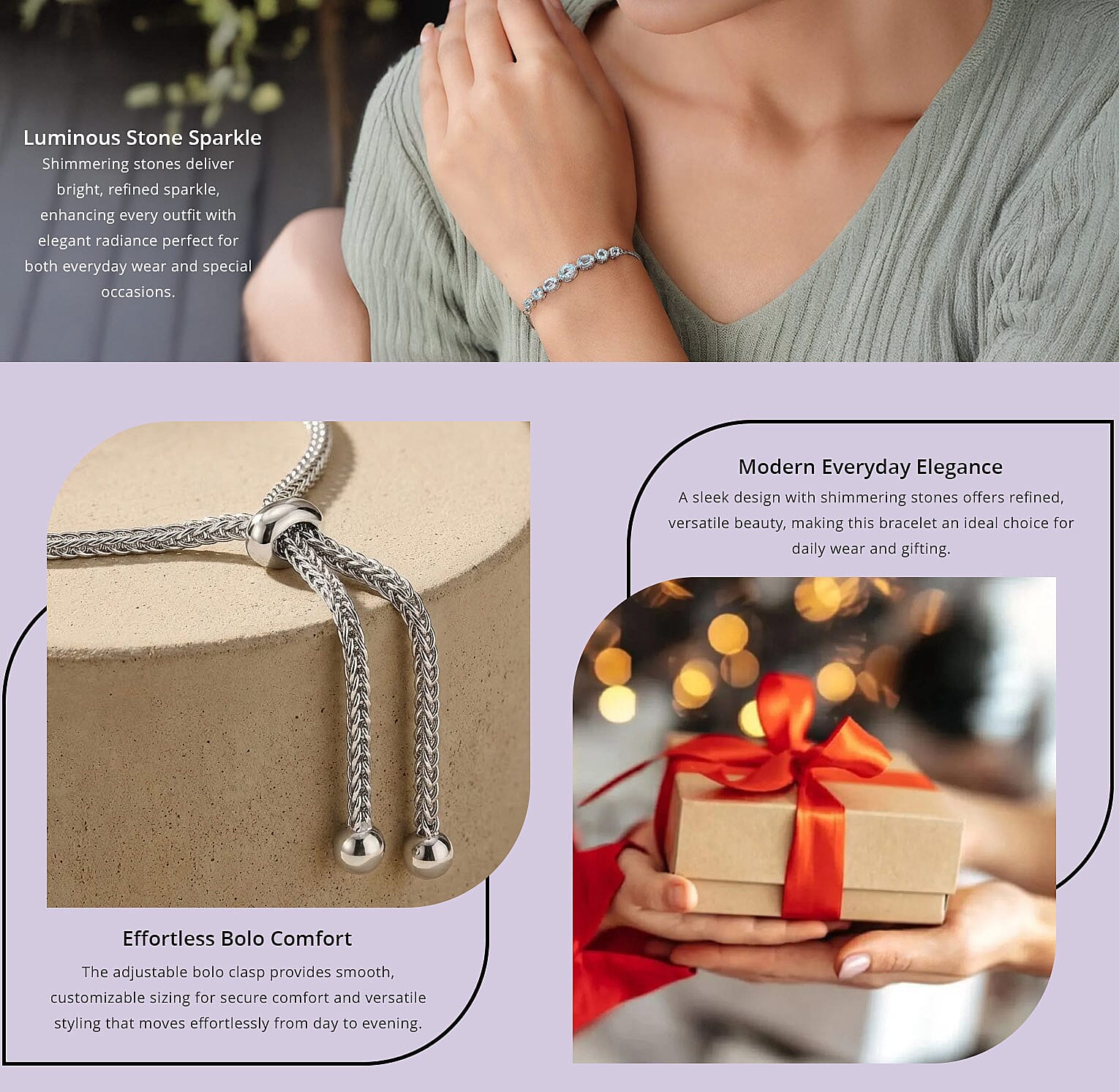 EverTrue Sky Blue Topaz 2.90 ctw Bolo Bracelet in Platinum Bond Banner