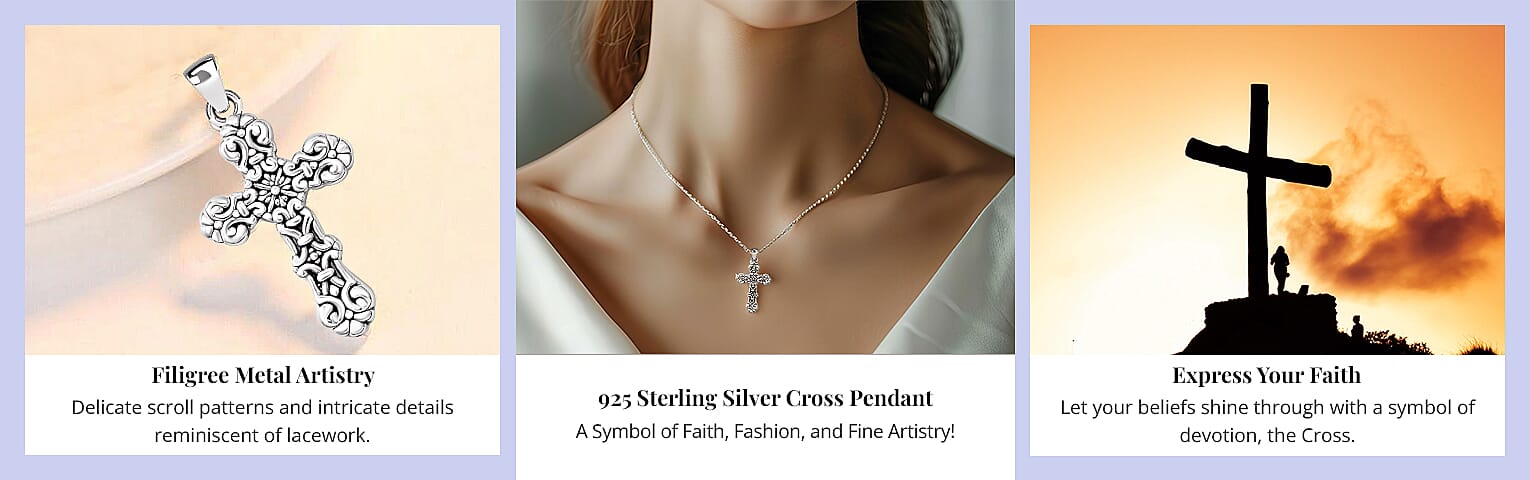 925 Sterling Silver Cross Pendant Banner