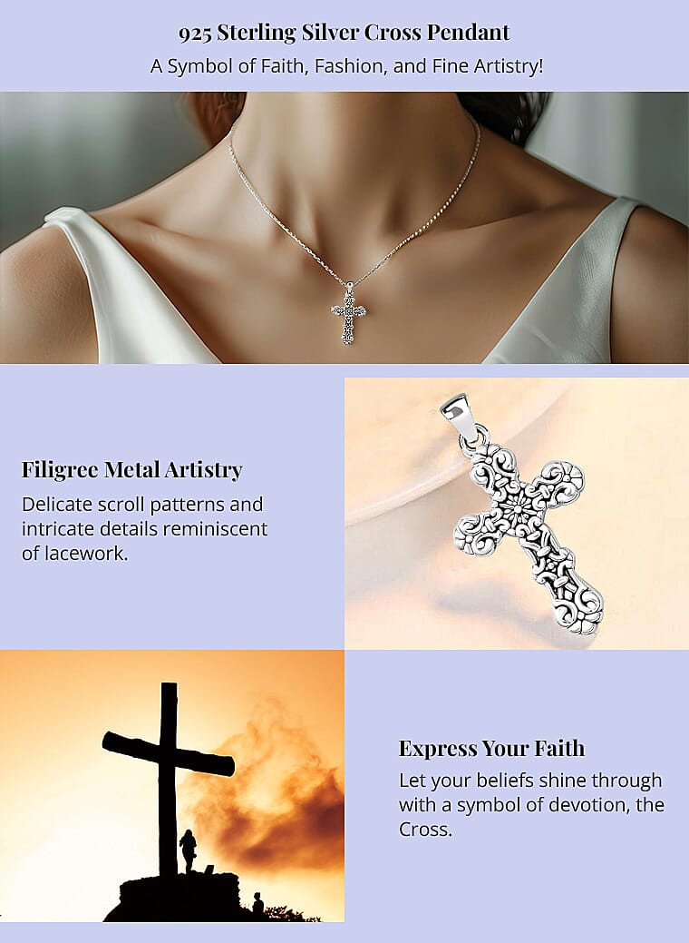 925 Sterling Silver Cross Pendant Banner