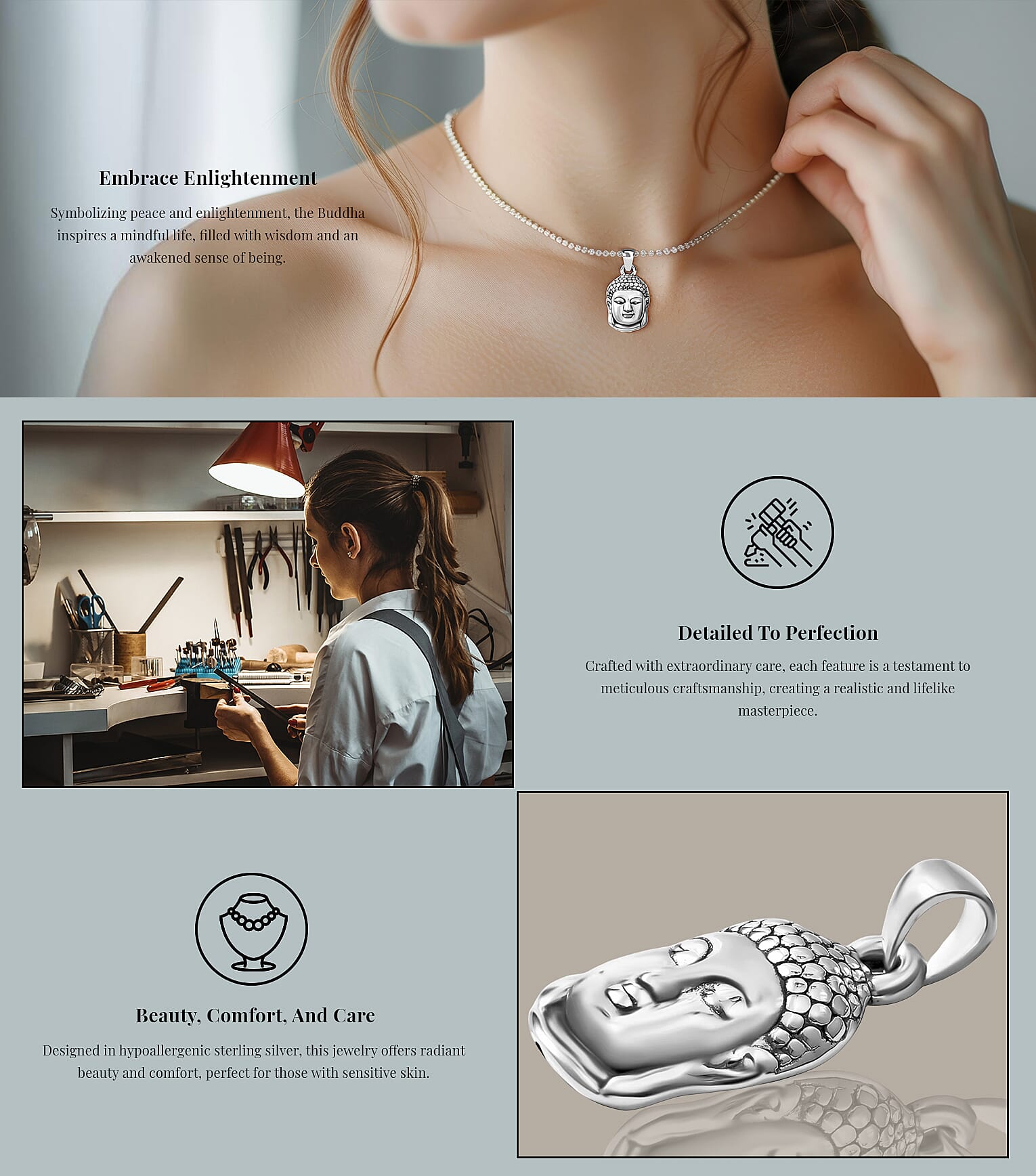 Buddha Pendant in Sterling Silver Banner