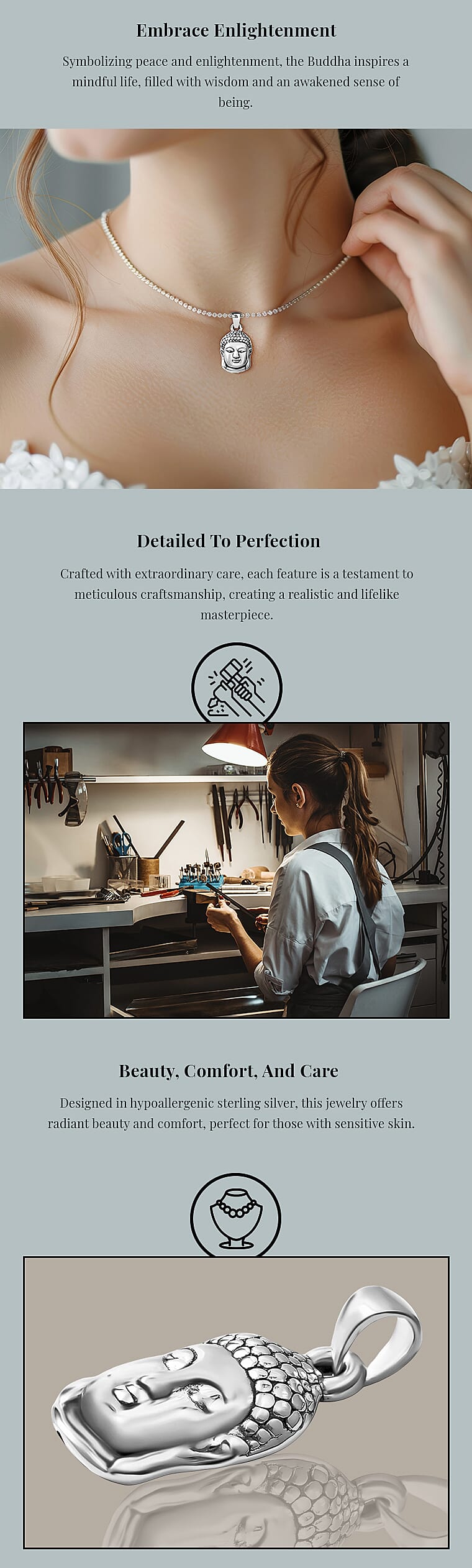 Buddha Pendant in Sterling SilverBanner