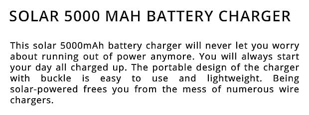 Solar 5000 mAh Battery Charger Banner