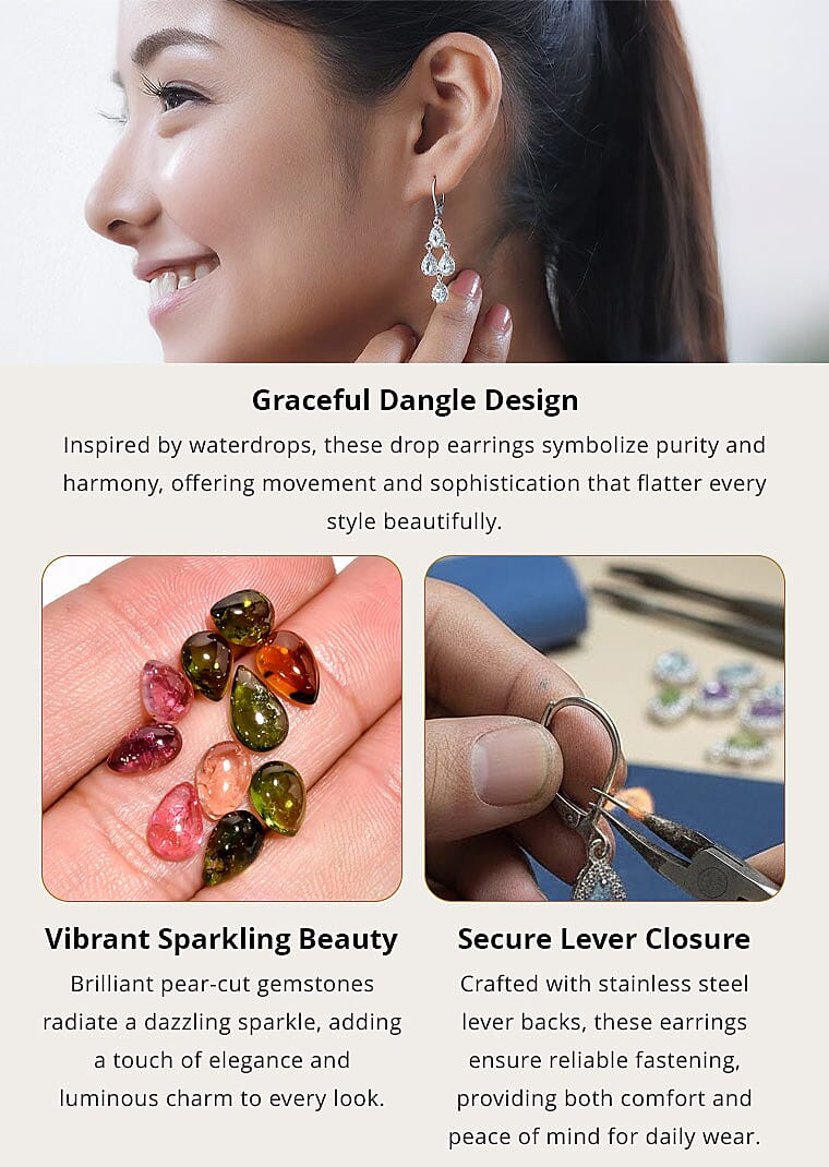 EverTrue Sky Blue Topaz Earrings in Platinum Bond Stainless Steel, Lever Back Earrings, Drop Earrings For Women 2.00 ctw Banner