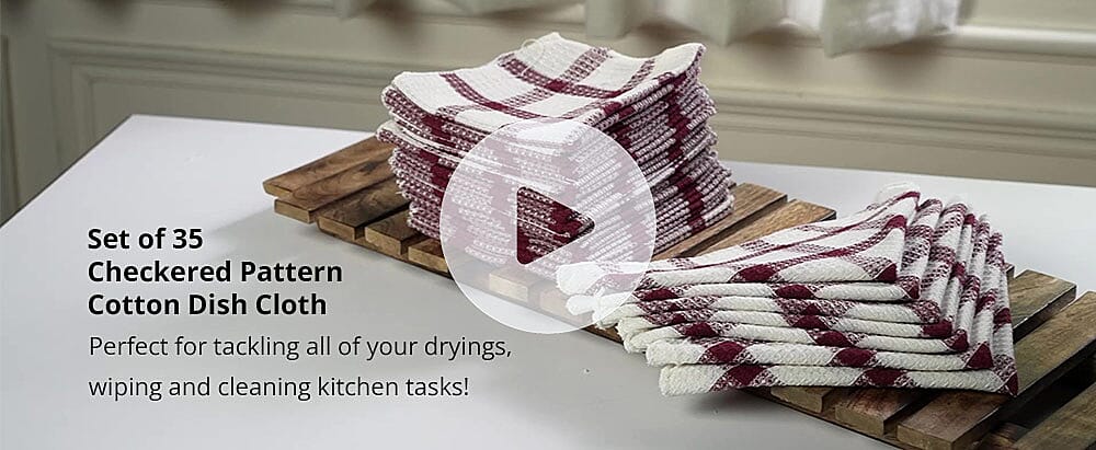 Set of 35 Checkered Pattern Cotton Dish Cloth Banner