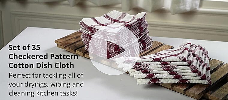Set of 35 Checkered Pattern Cotton Dish Cloth Banner