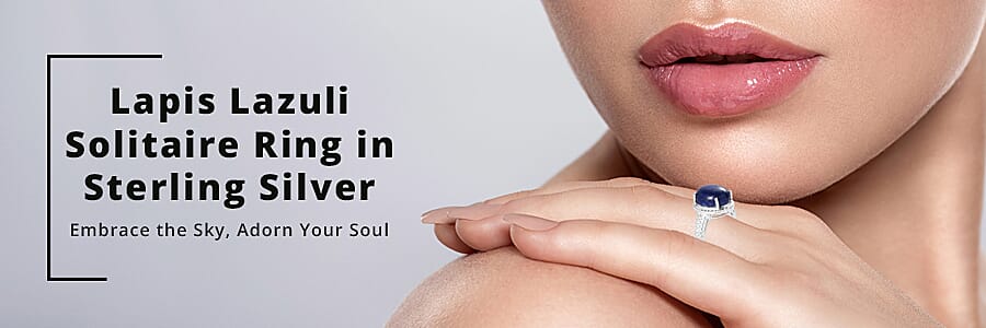 Lapis Lazuli Solitaire Ring in Sterling Silver  Banner