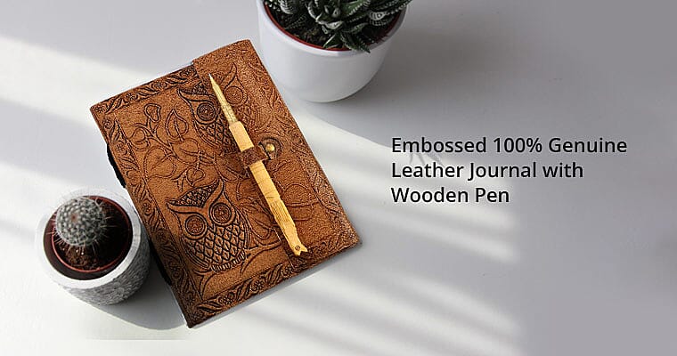 Journal with Wooden Pen Banner