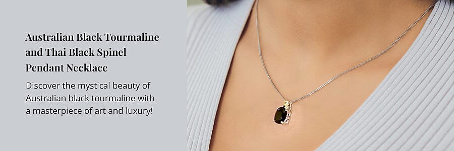 Australian Black Tourmaline and Thai Black Spinel Pendant Necklace Banner