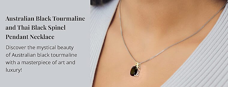 Australian Black Tourmaline and Thai Black Spinel Pendant Necklace Banner