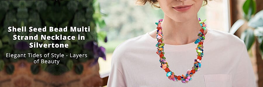 Shell Seed Bead Multi Strand Necklace  Banner