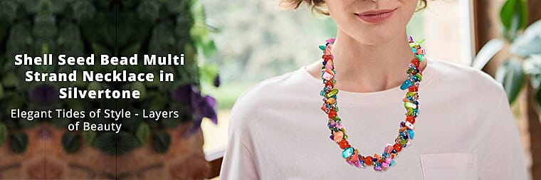 Shell Seed Bead Multi Strand Necklace Banner