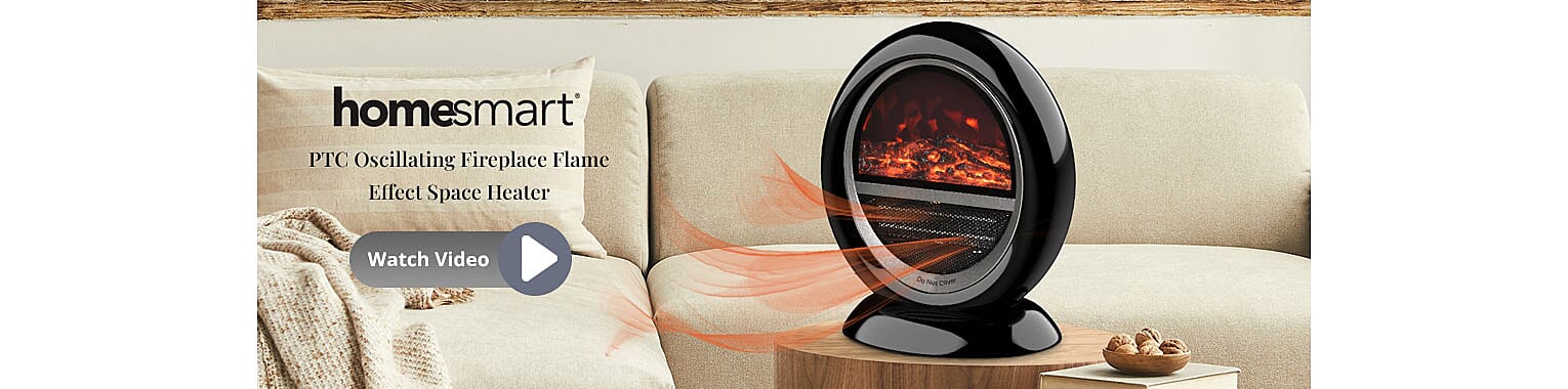 HOMESMART PTC Oscillating Fireplace Flame Effect Space Heater Banner