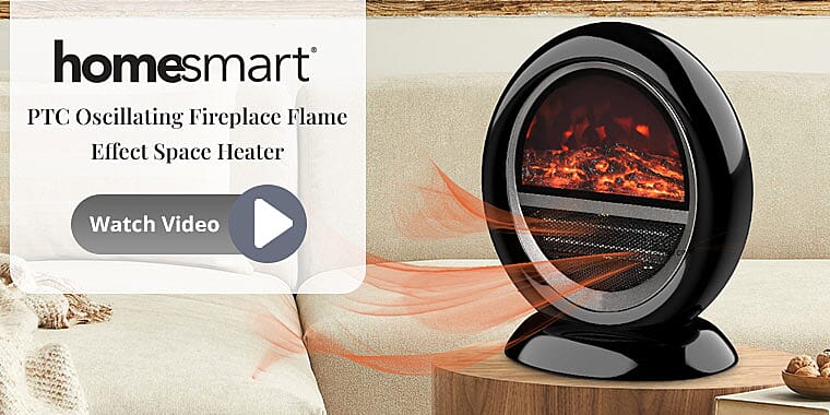 HOMESMART PTC Oscillating Fireplace Flame Effect Space Heater Banner