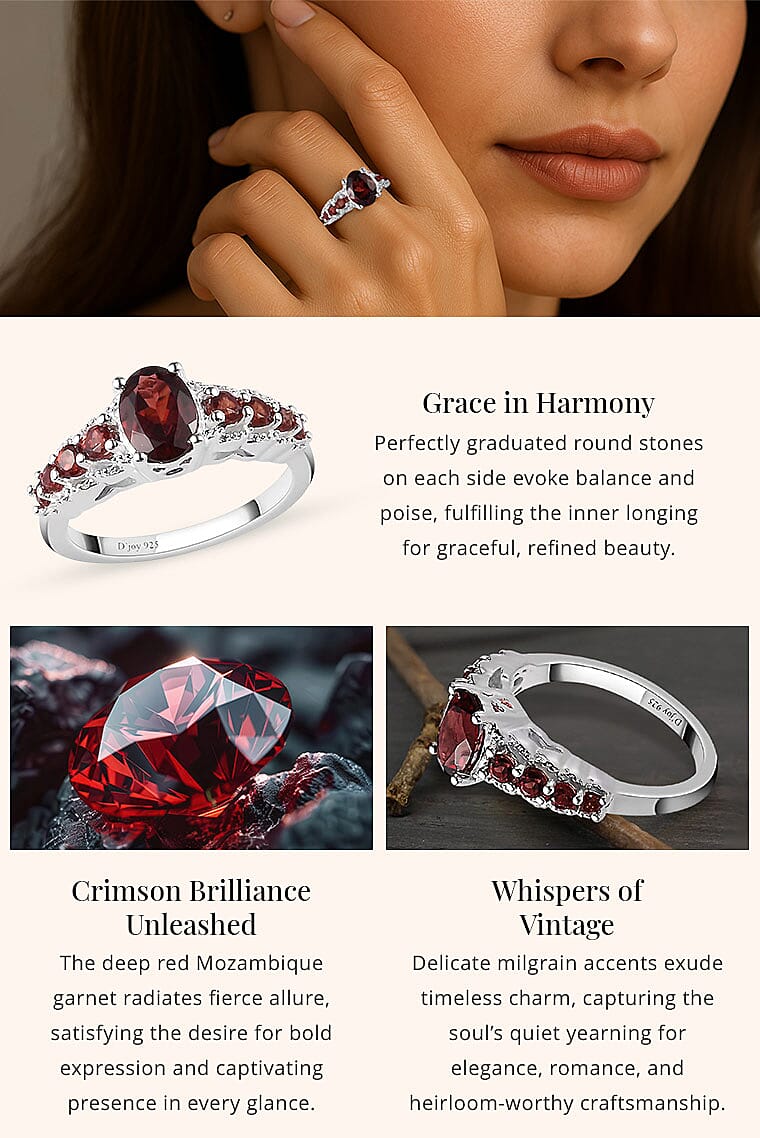 Mozambique Garnet 1.35 ctw Ring in Sterling Silver, Fashion Statement Rings Banner