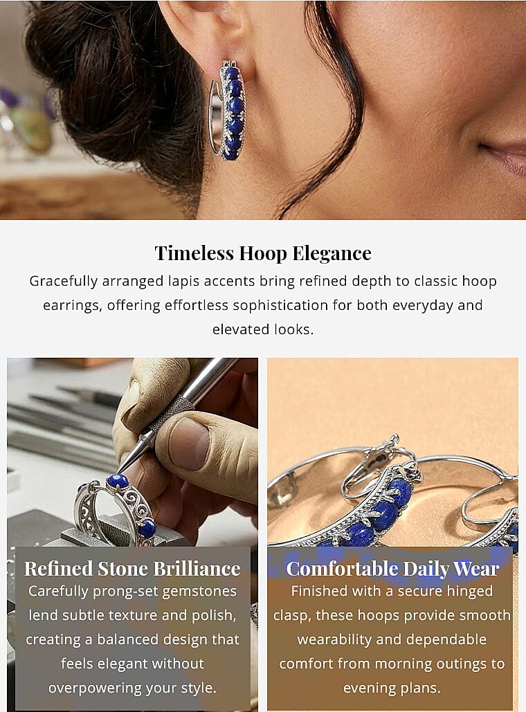 EverTrue Lapis Lazuli 5.80 ctw Earrings in Platinum Bond Banner