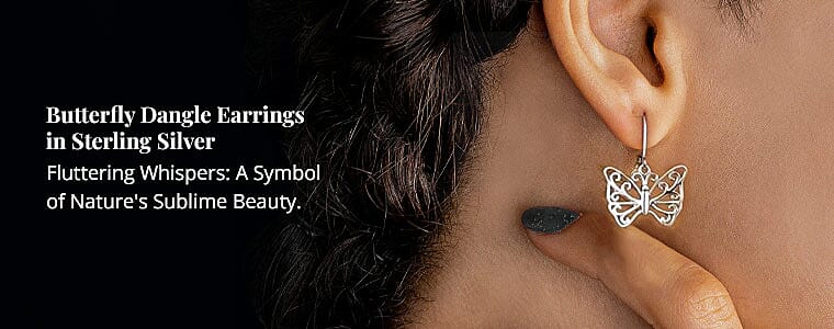 Butterfly Dangle Earrings in Sterling Silver Banner