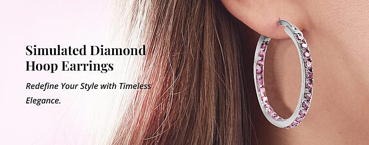 Simulated Diamond Hoop Earrings Banner