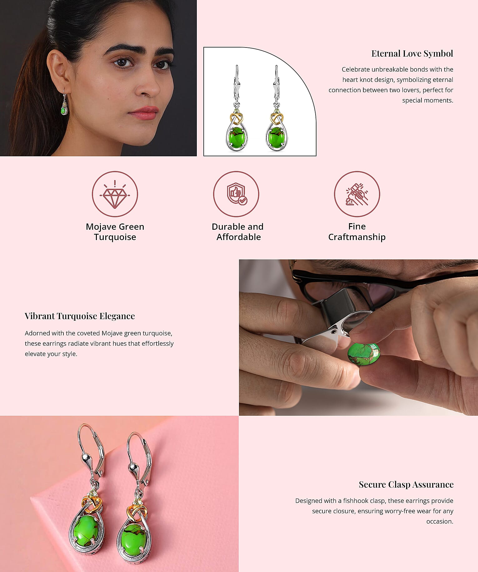 Mojave Green Turquoise 2.50 ctw and Peridot Accent Earrings, Banner
