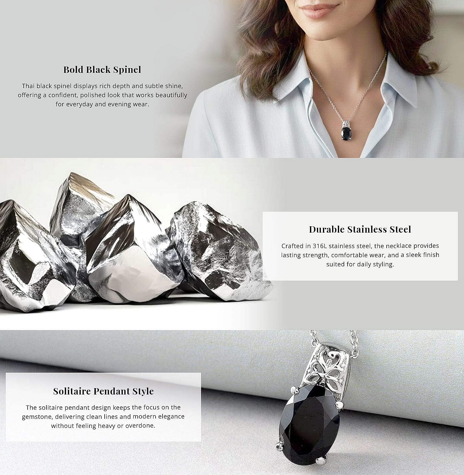 Thai Black Spinel 7.25 ctw Pendant Necklace Banner