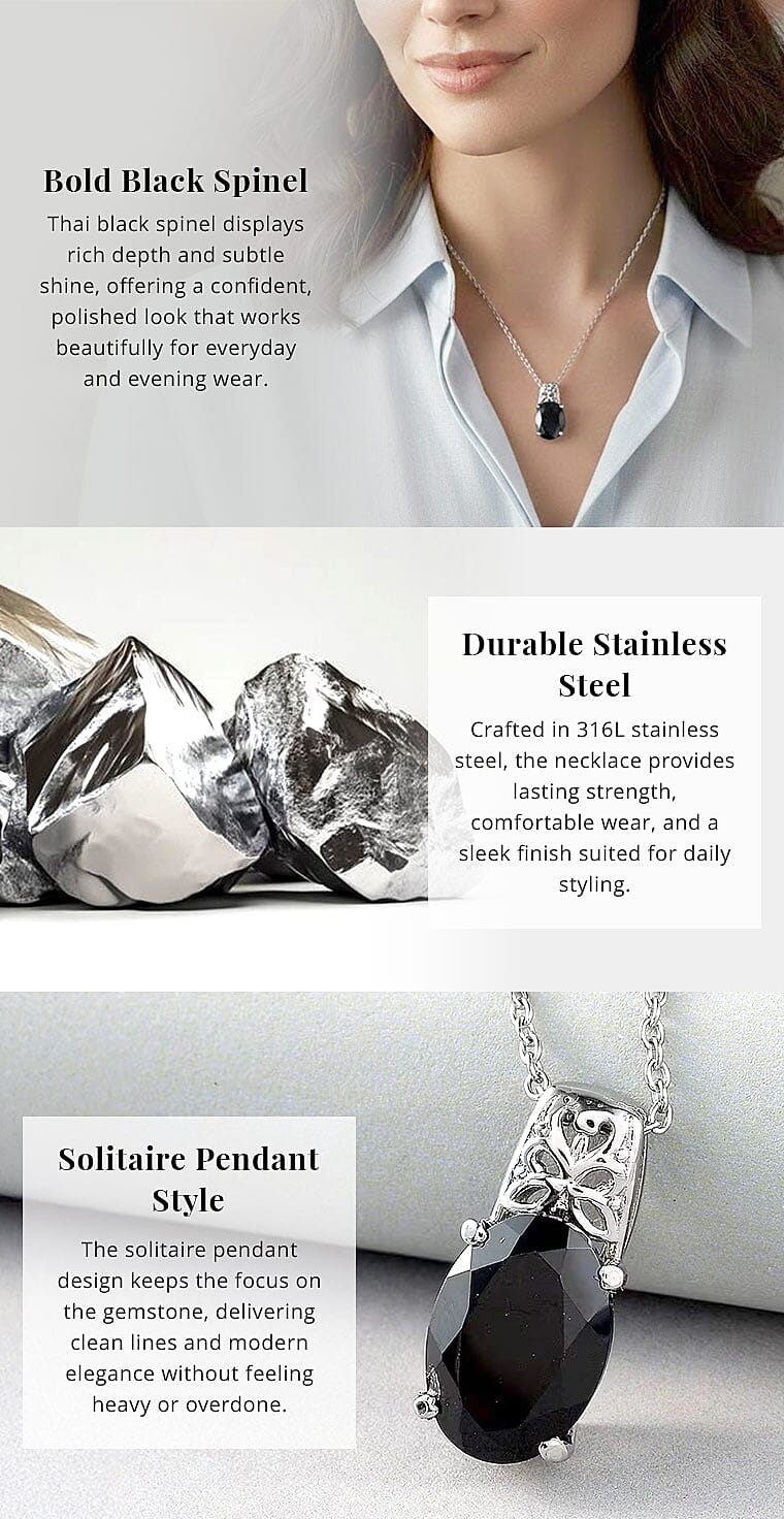 Thai Black Spinel 7.25 ctw Pendant Necklace Banner