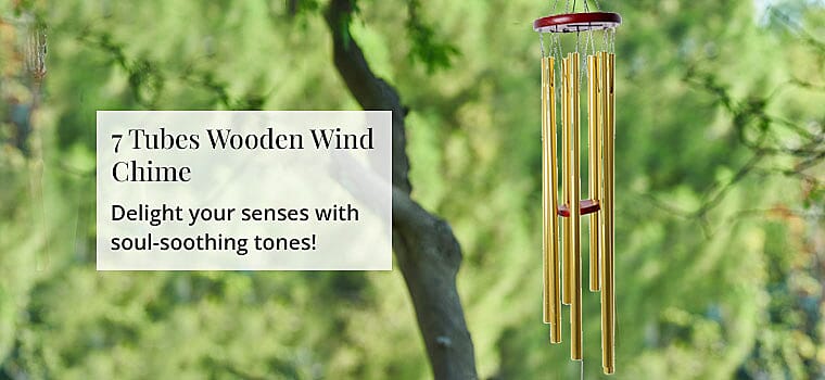7 Tubes Wooden Wind Chime Banner