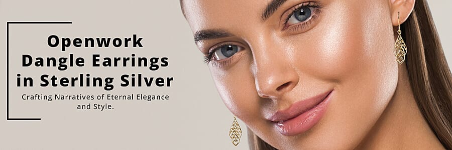 Openwork Dangle Earrings in Sterling Silver Banner