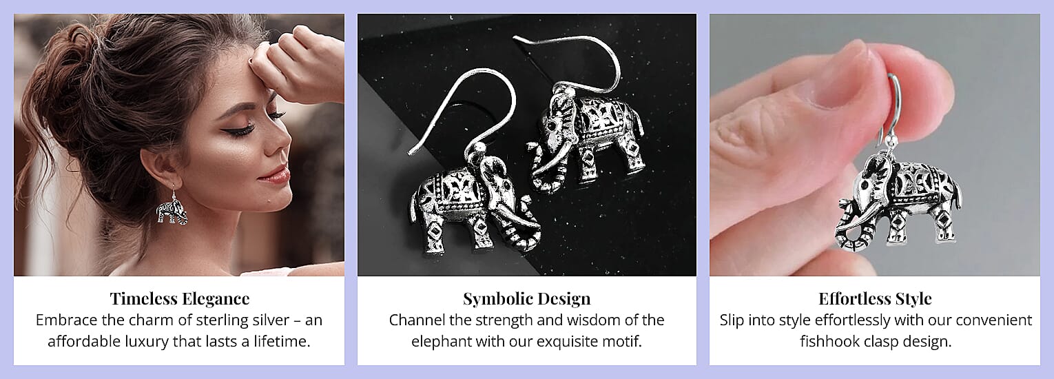 Sterling Silver Elephant Earrings Banner