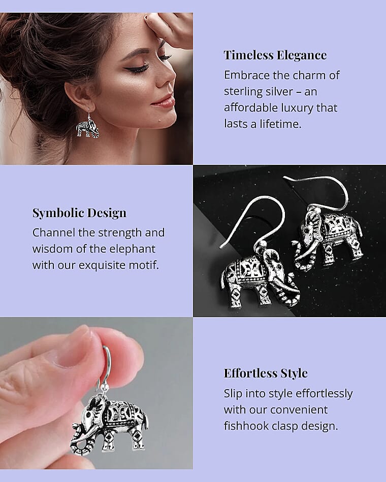 Sterling Silver Elephant Earrings Banner