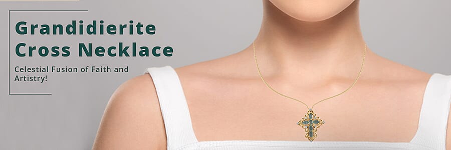 Grandidierite Cross Necklace    Banner