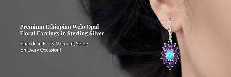Premium Ethiopian Welo Opal Floral Earrings in Sterling Silver Banner