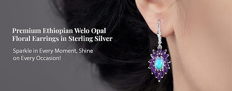 Premium Ethiopian Welo Opal Floral Earrings in Sterling Silver Banner