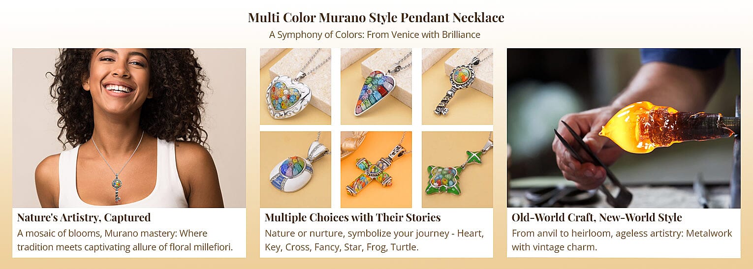Multi Color Murano Style Pendant Necklace Banner