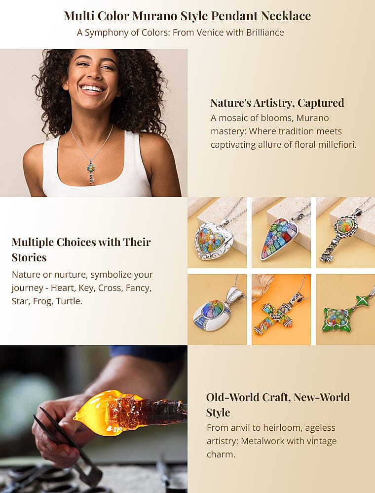 Multi Color Murano Style Pendant NecklaceBanner