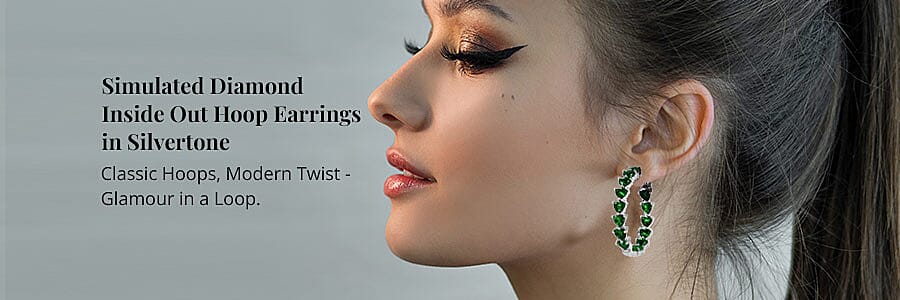 Simulated Diamond Inside Out Hoop Earrings Banner