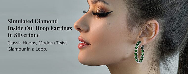 Simulated Diamond Inside Out Hoop Earrings Banner