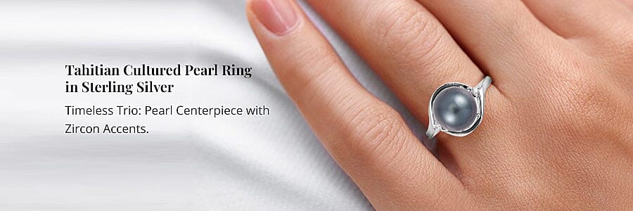 Tahitian Cultured Pearl Ring in Sterling Silver Banner